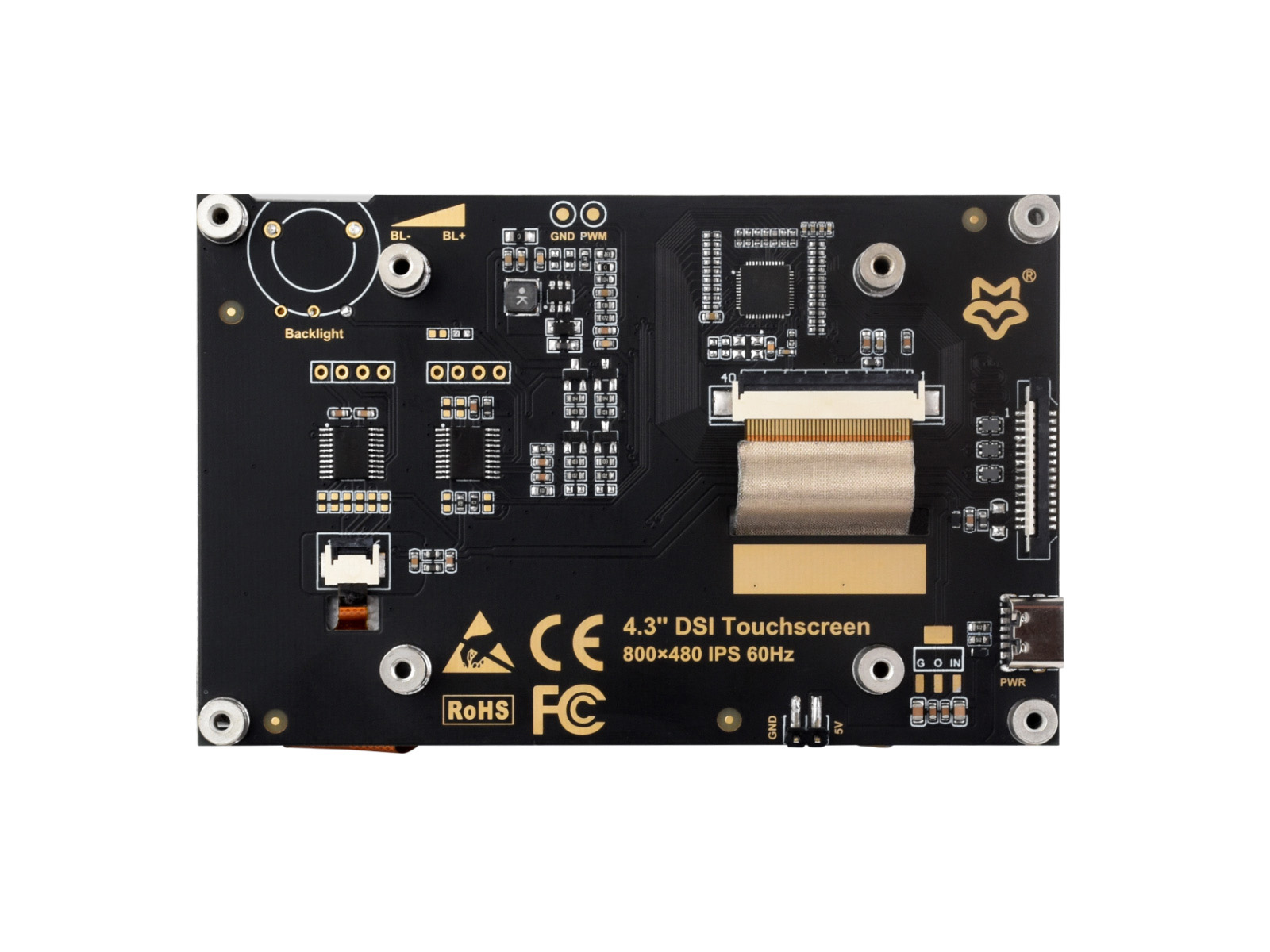 4.3 英寸 DSI 免驱直连 IPS 电容触摸显示屏