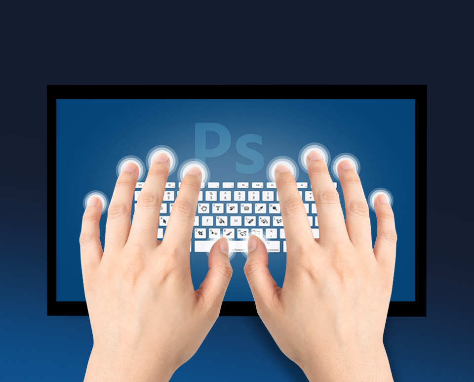 双手十指同时触摸显示屏