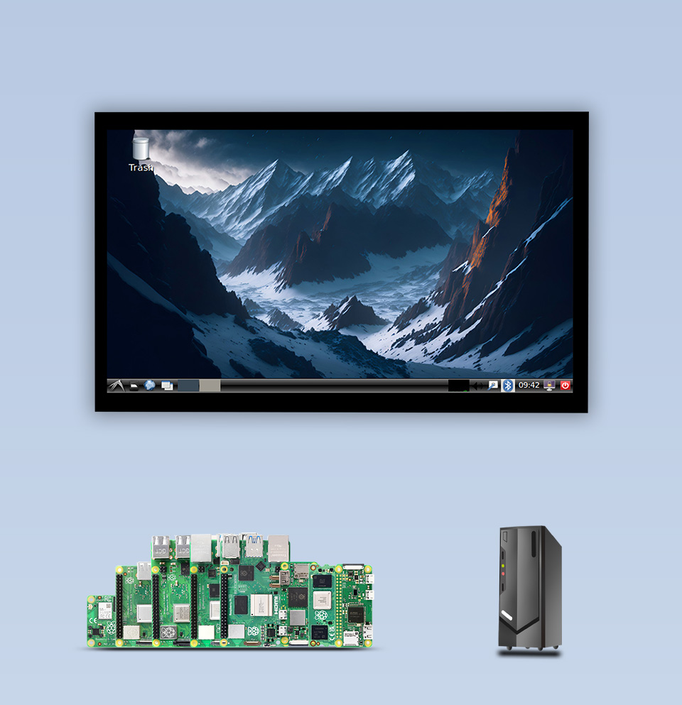 10.1英寸高清触摸屏幕及其支持的树莓派主板，还有PC电脑支持