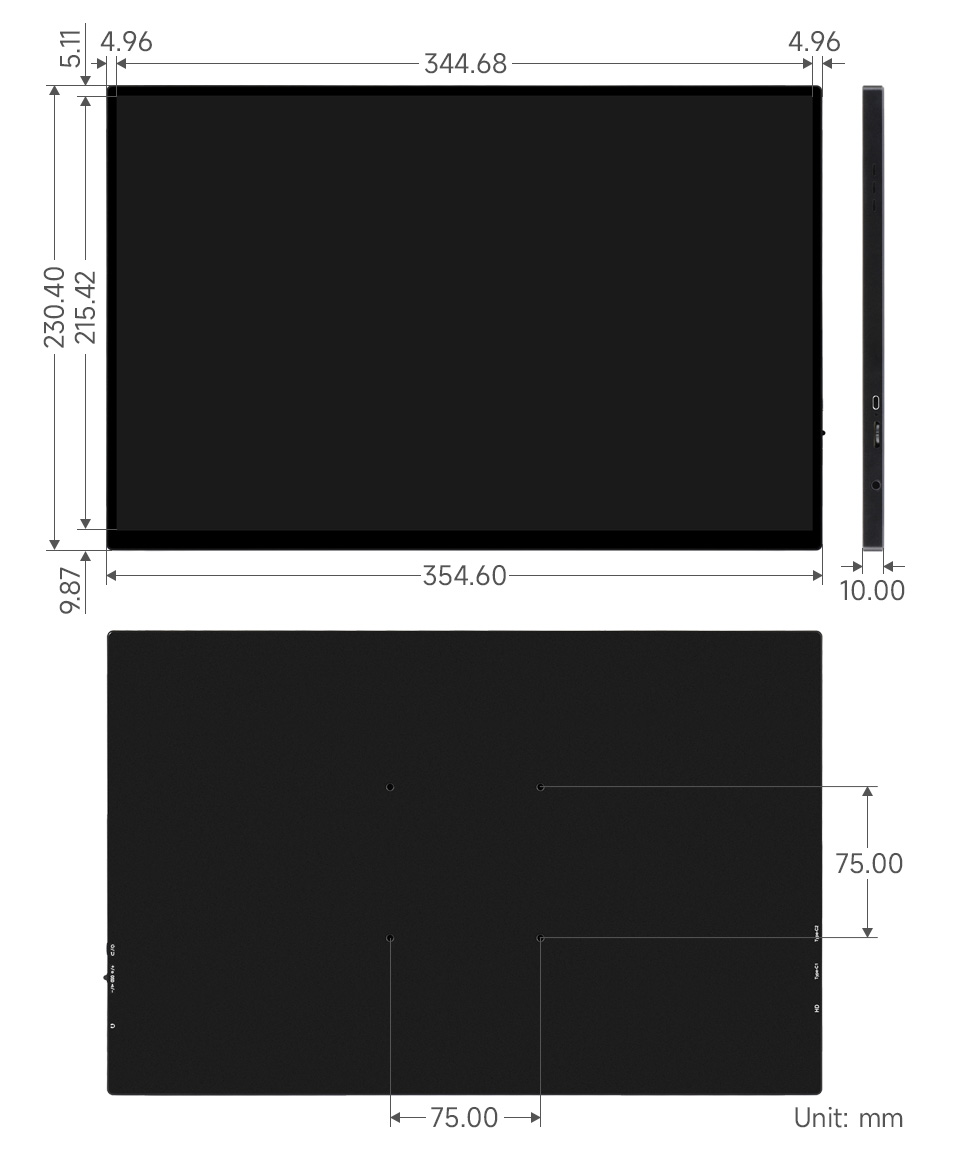 16 英寸便携式显示器产品尺寸