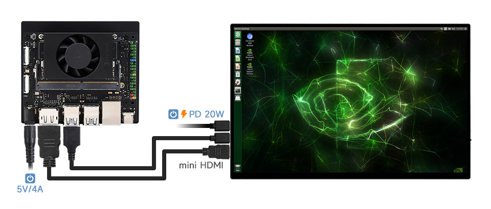 16寸便携式显示器接入人工智能版 Jetson Orin