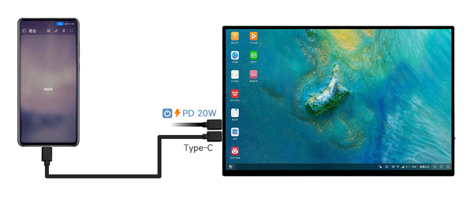 16寸便携式显示器接入手机