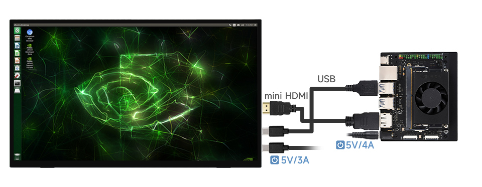 18.5 英寸便携式显示器接入接入人工智能版 Jetson Orin