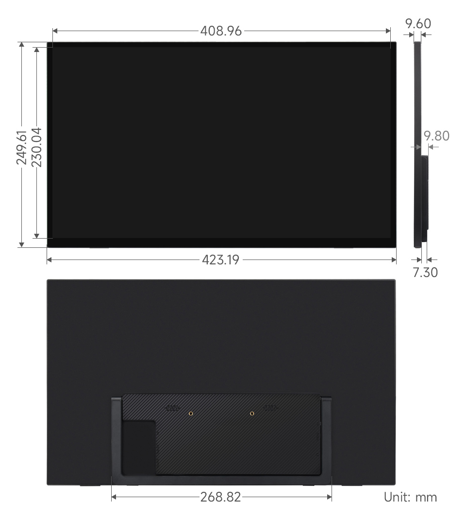 18.5 英寸便携式显示器HDR产品尺寸