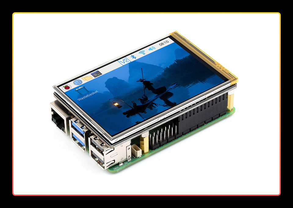 3.5 英寸触摸  LCD 扩展板接入树莓派主板<