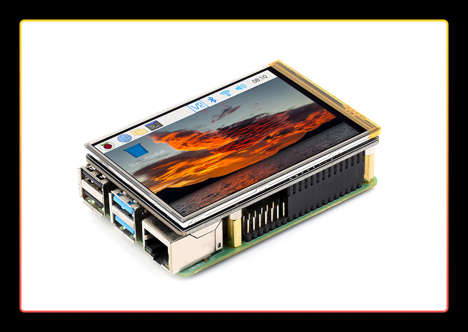 3.5 英寸触摸  LCD 扩展板接入树莓派主板<