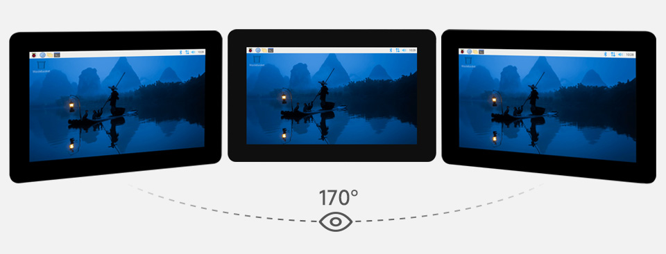 7 英寸 DSI 显示屏/触控屏,从三个角度观察 IPS 显示面板,170 可视角度