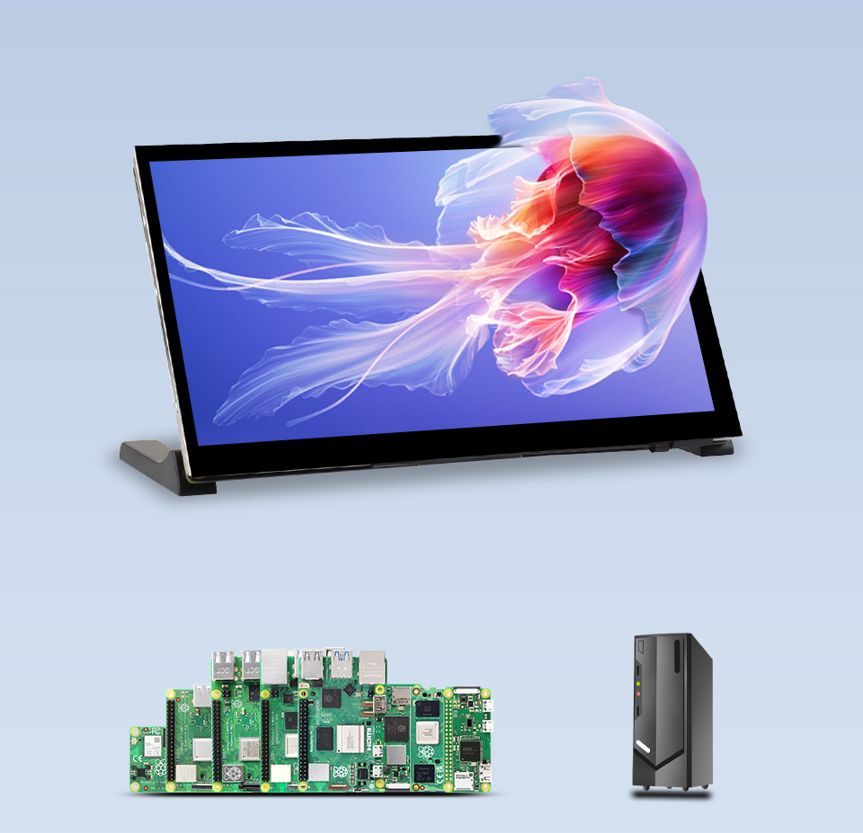 7英寸高清触摸屏幕及其支持的树莓派主板，还有PC电脑支持