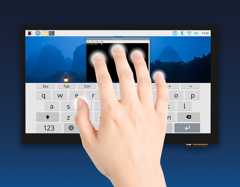 7英寸高清触摸屏幕可支持 5 点触摸