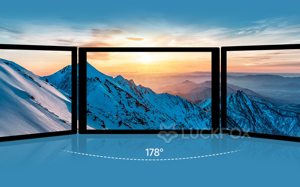 8 英寸 DSI 显示屏/触控屏，从三个角度观察 IPS 显示面板，178 可视角度