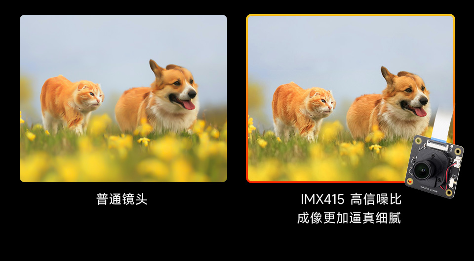 IMX415-98 IR-CUT Camera高信噪比成像更逼真细腻,对比普通镜头的效果