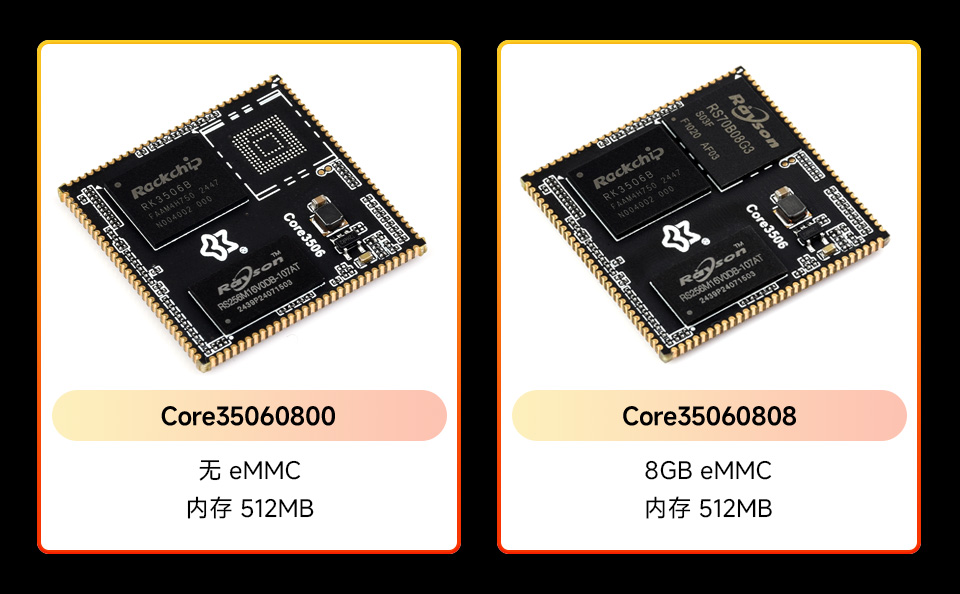 Core3506系列,不同emmc容量版本选择