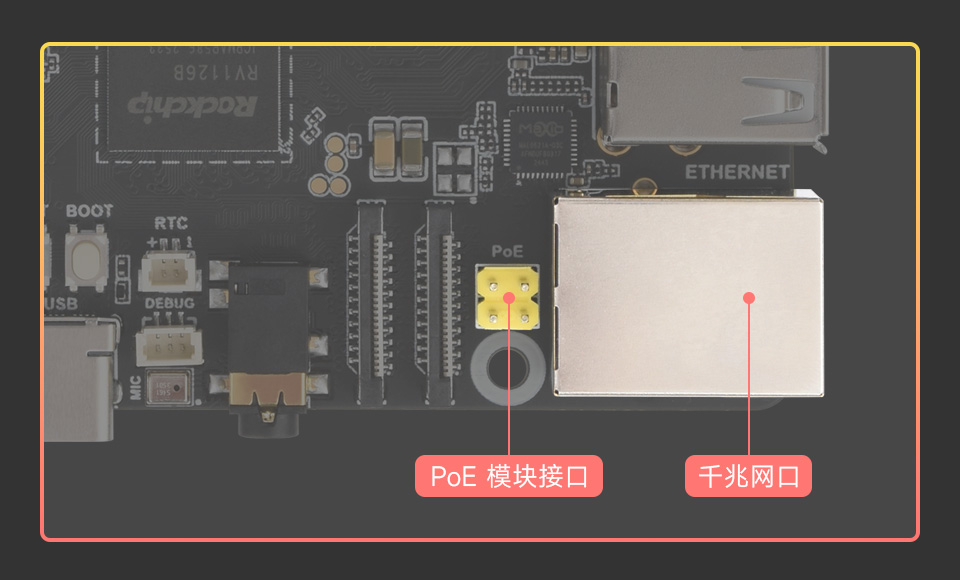 Luckfox Aura 千兆 PoE 网口展示图