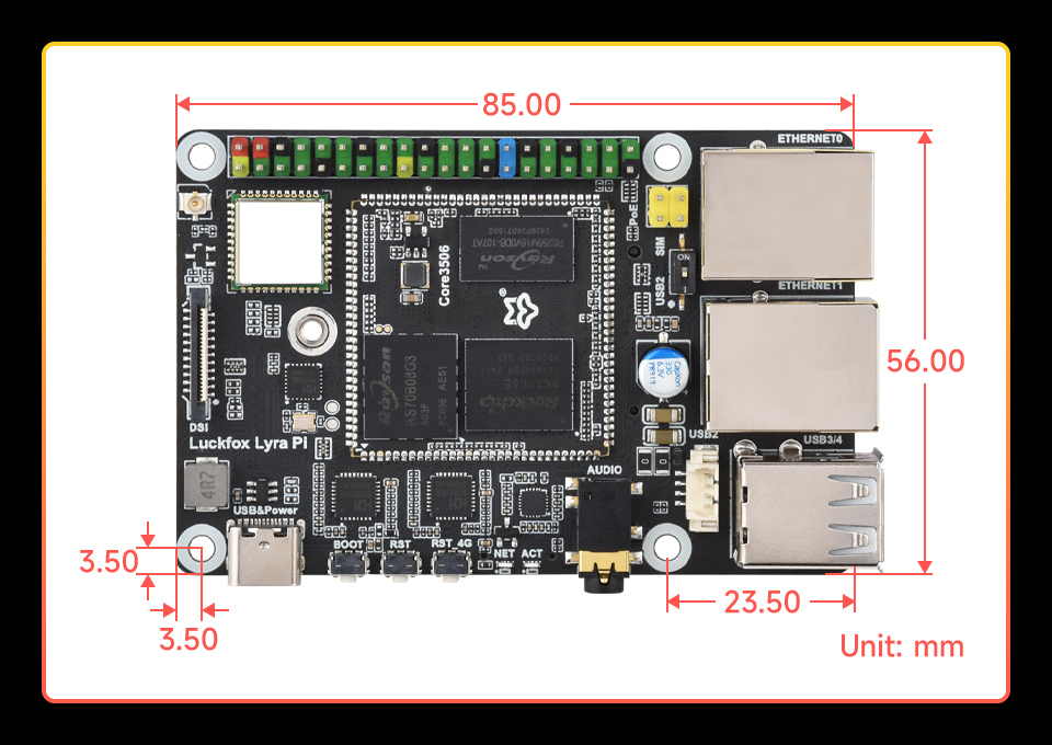 Luckfox Lyra Pi  产品尺寸